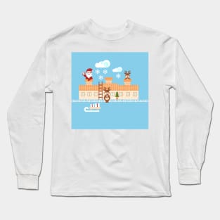 Santa Claus and reindeer delivering presents Long Sleeve T-Shirt